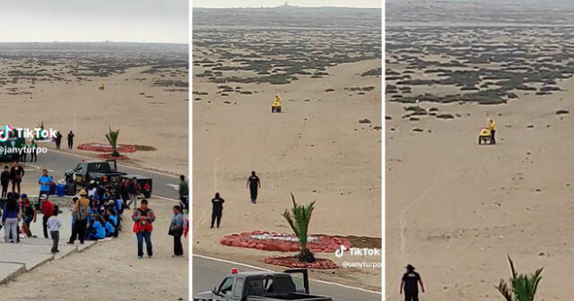 El heladero sorprendió al aparecer en medio del desierto. Foto: composición LOL/captura de TikTok/@JanyTurpo