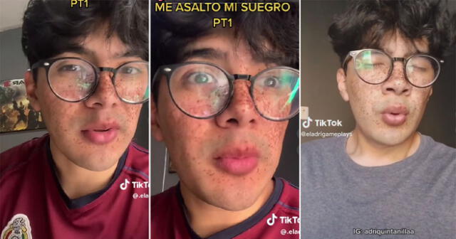 El joven se dio cuenta de que su suegro le había asaltado cuando lo vio ingresar a casa de su novia. Foto: captura TikTok/@.eladri_