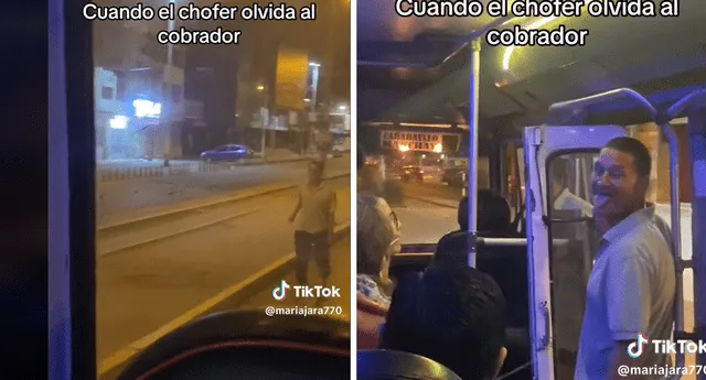 Cobrador corre hasta alcanzar bus que lo dejó