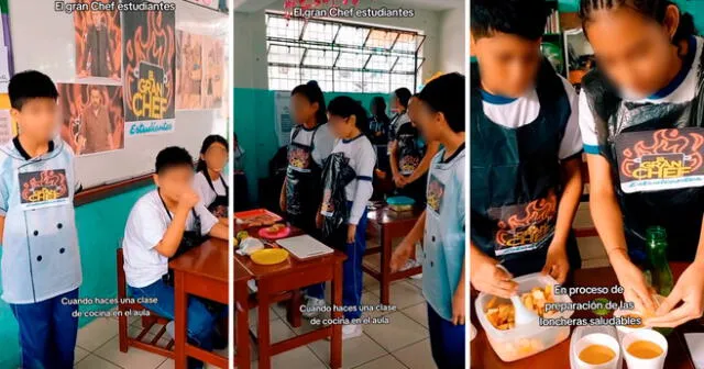 Los pequeños estudiantes compitieron por demostrar qué pareja prepara la mejor lonchera saludable. Foto: composición LOL/captura de TikTok/@MissRebecaT