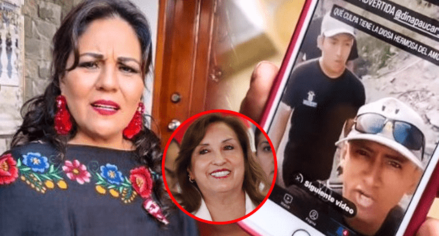 Dina Páucar responde a manifestantes por mencionar su nombre en lugar del de Dina Boluarte. Foto: Composición de Jazmin Ceras LR/TikTok/Captura