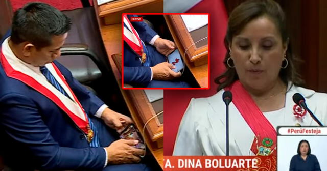 El congresista abrió el juego mientras la presidenta brindaba su mensaje a la nación por Fiestas Patrias. Foto: composición LOL/Latina TV