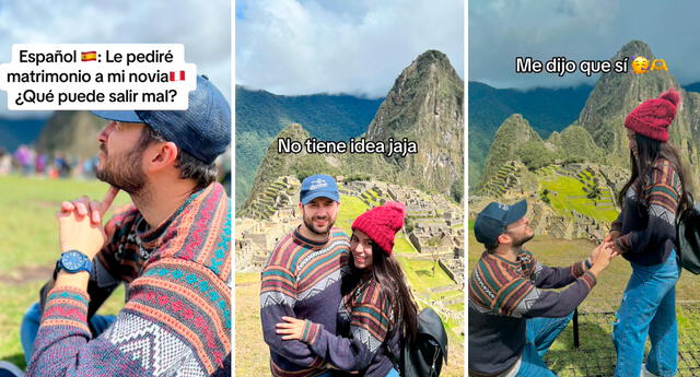 Al final, obtuvo un sí como respuesta y sellaron su amor en Machu Picchu. Foto: composición LR/captura/@Salva_Naty/TikTok