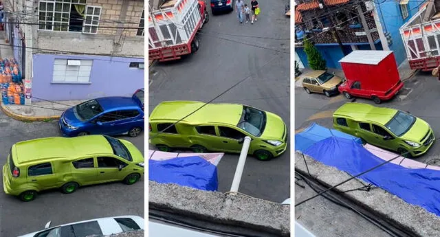 El auto rojo de atrás también llamó la atención de los cibernautas. Foto: composición LOL/capturas de TikTok/@JuniorCaramelo_13