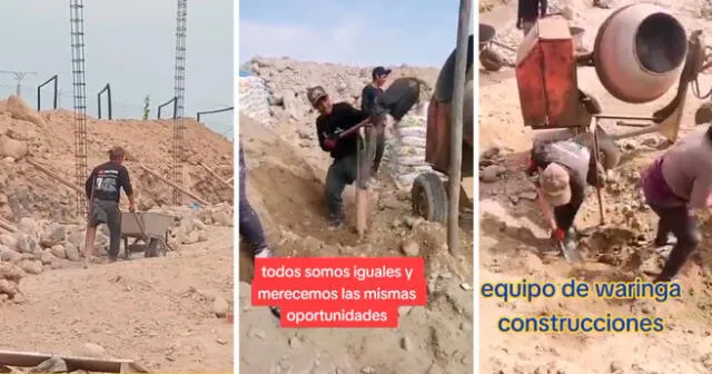 El joven obrero asombró al superar los obstáculos para realizar su duro trabajo. Foto: composición LOL/captura de TikTok/@WaringaConstrucciones