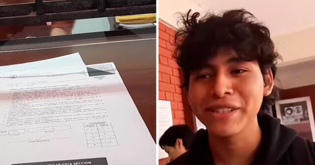 El joven se mostró inconforme con su baja nota en el examen final. Foto: composición LOL/captura de YouTube/Modesto Montoya