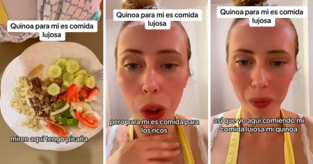 La joven rusa se siente afortunada de vivir en Perú para degustar todo tipo de platillos a base de quinua. Foto: composición LOL/captura de TikTok/@HappySpirit_11
