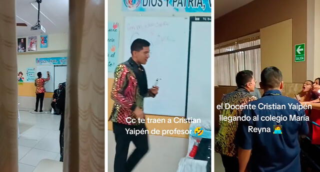 Sus fanáticos le mostraron todo su cariño durante el recorrido del cantante en el colegio. Foto: composición LOL / capturas de TikTok / @DanyHuancas01