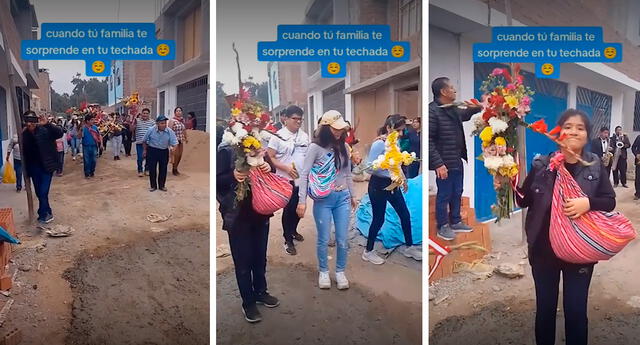 La familia del joven llegó con flores y banda en vivo para festejar este momento. Foto: composición LR/capturas de TikTok/@ElPopular