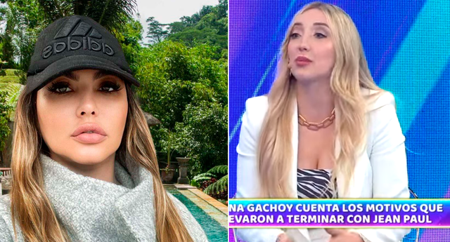 Angie Jibaja se molestó con Romina Gachoy por hablar de temas que son producto de investigación. Fotos: composición LR/Instagra/ Angie Jibaja/captura de ATV