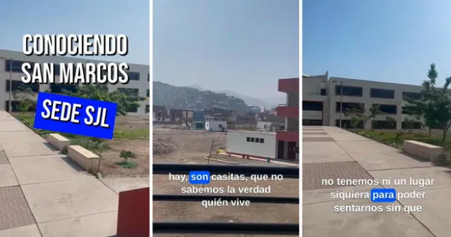 Las instalaciones de la Facultad de Ciencias Administrativas de SJL causaron revuelo en redes sociales.  Foto: composición Lol/captura de TikTok/@Admi_Renace