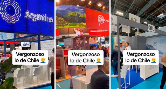 La muchacha resaltó la organización del stand de Perú y Argentina en la feria de turismo. Foto: composición LOL /capturas de TikTok /@CharlidelSolar