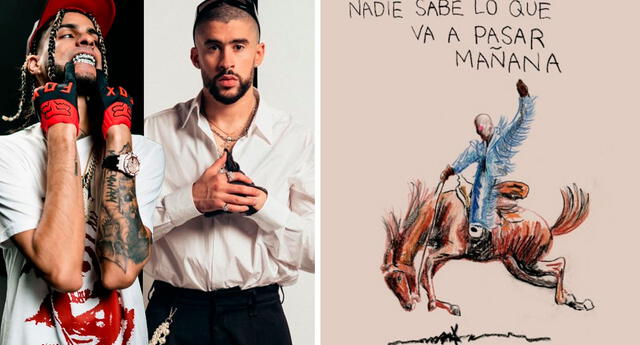 YOVNGCHIMI y Bad Bunny en 'Nadie sabe lo que va a pasar mañana'. Foto: composición LR/Trap Music Instagram