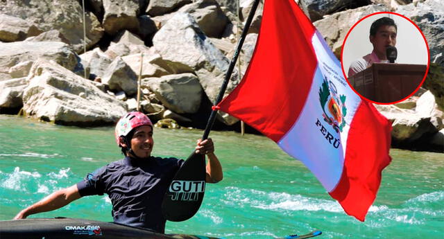 Eriberto Gutiérrez compite en la modalidad kayak slalom. Foto: composición LOL / Instagram @EribertoGutiérrez / Captura de pantalla @DiarioChaski