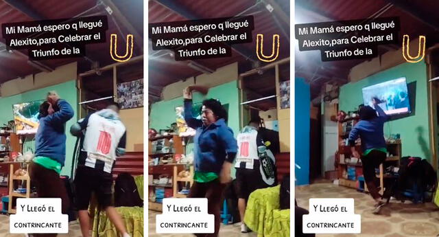 La madre se olvidó de su dolor de rodilla para festejar el título crema delante de su hijo. Foto: composición LOL / capturas de TikTok / @Katesa39