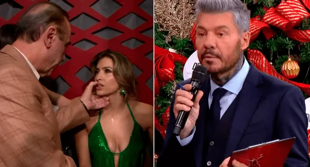 Marcelo Tinelli hizo una pausa en el programa para ver cómo estaba su novia. Fotos: Captura América TV Argentina