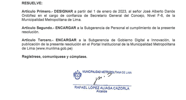 Resolución de la Municipalidad de Lima