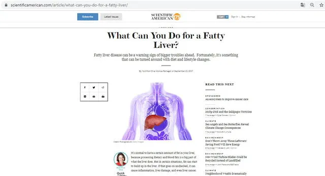 Hígado graso. Foto: captura web de Scientific American.
