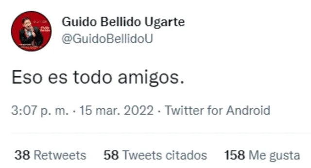 Tuit de Guido Bellido. Foto: captura de Twiiter