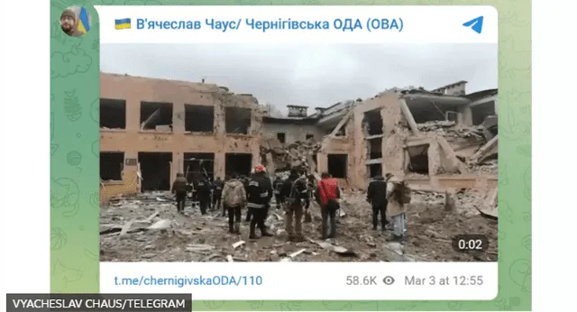 Vídeo enviado vía Telegram por las autoridades de Chernihiv. Foto: BBC