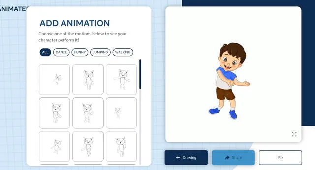 Elige la animación que más te guste. Foto: Animated Drawings