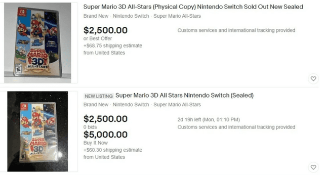 Precio de Super Mario 3D All-Stars. Foto: Ebay