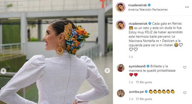 Korina Rivadeneira luce su traje de marinera norteña. Foto: Korina Rivadeneira/ Instagram