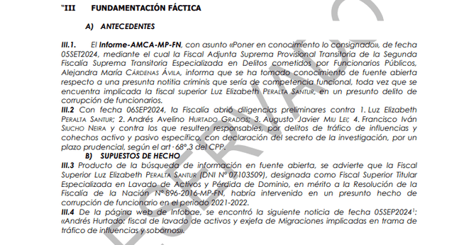 Fundamentos de la Fiscalía para solicitar el impedimento de salida del país.   