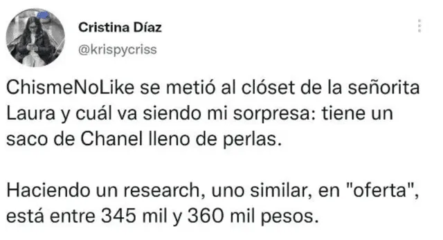 La periodista Cristina Díaz investigó el precio de las prendas de Laura Bozzo