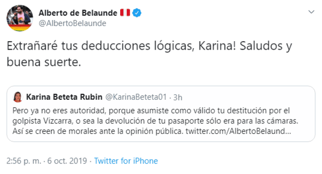 Captura de tweet De Belaunde.