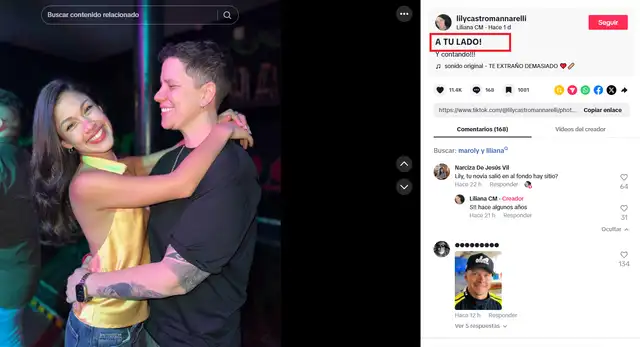 Liliana Castro y su novia Malory Vargas. Foto: TikTok. Liliana Castro y su novia Malory Vargas. Foto: TikTok.
