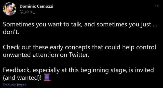 La función fue anunciado preliminarmente por el encargado de privacidad en Twitter, Dominic Camozzi. Foto: Twitter