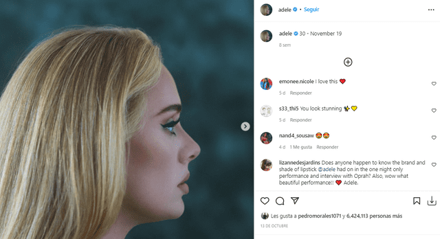 Adele hizo oficial el lanzamiento de su álbum 30. Foto: Adele/Instagram.