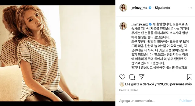 Minzy ex 2NE1 en Instagram