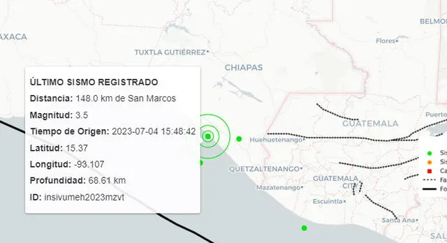 Último temblor registrado en Guatemala. Foto: INSIVUMEH   