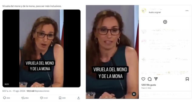 <em> Contenido adjudicado en redes al Gobierno de España en torno a la viruela del mono. Foto: captura de X / Instagram</em>   