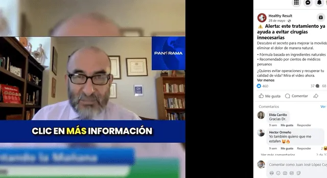 Imagen del Dr. Elmer Huerta fue usada para promocionar un falso medicamento. Foto: La República   