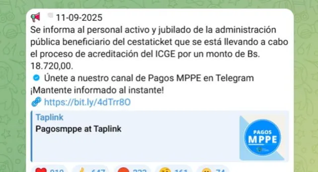 Anuncio del Bono de Guerra para docentes activos de septiembre 2025. Foto: Pagos MPPE Anuncio del Bono de Guerra para docentes activos de septiembre 2025. Foto: Pagos MPPE