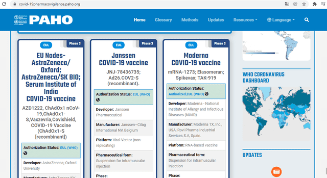 Seguimiento de las vacunas. Foto: captura en web / OMS.