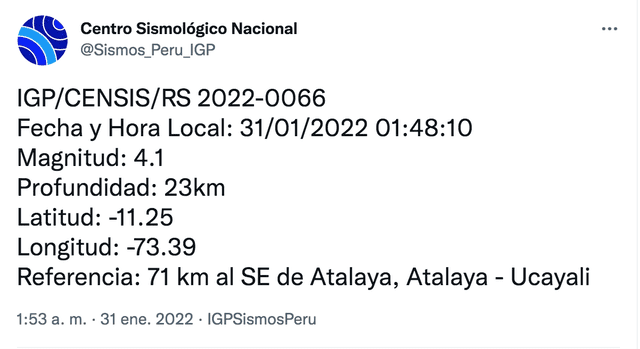 Sismo Ucayali