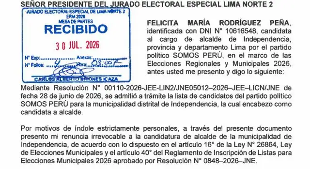 Renuncia de candidata a la alcaldía de Independencia