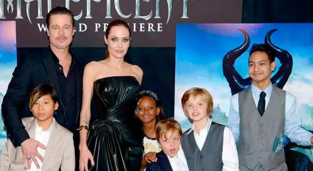 Brad Pitt, Angelina Jolie y sus hijos en el estreno de Maléfica.