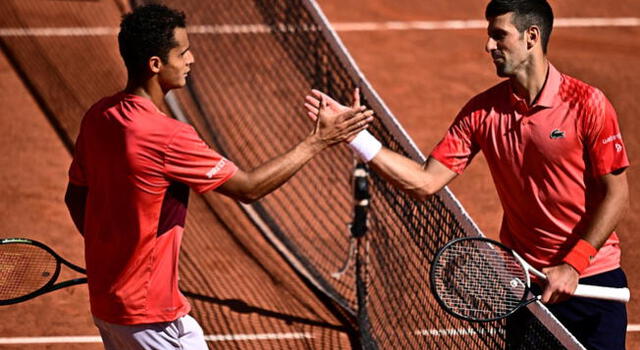  Juan Pablo Varillas perdió con Novak Djokovic en los octavos de final de Roland Garros. Foto: Líbero<br>   