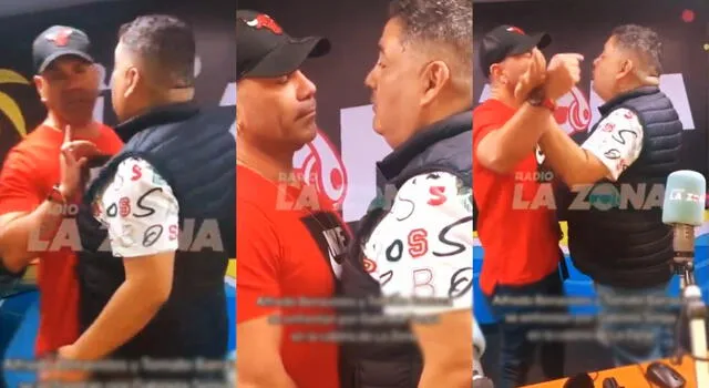 Alfredo Benavides y Carlos Barraza protagonizan tenso momento en cabina radial. Foto: captura/Instagram Alfredo Benavides y Carlos Barraza protagonizan tenso momento en cabina radial. Foto: captura/Instagram