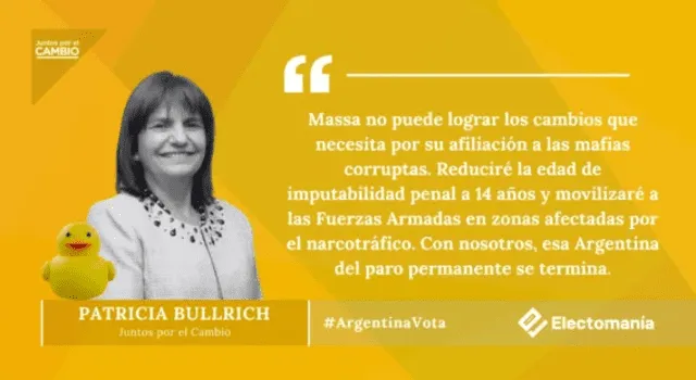  Declaraciones de Patricia Bullrich contra Sergio Massa. Foto: Electromanía<br>  