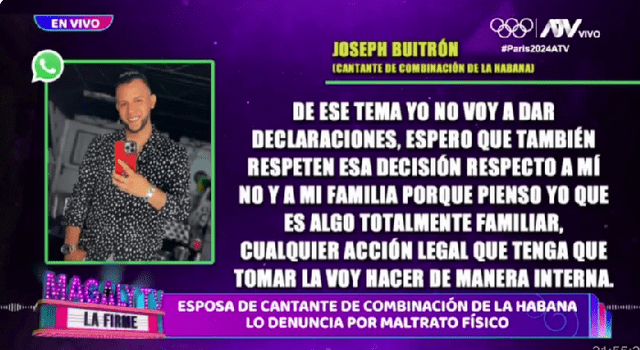 Joseph Buitron habló con 'Magaly TV, la firme'. Foto: captura de ATV   