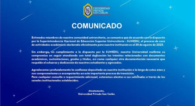 Comunicado de la UPSC. Foto: UPSC. Comunicado de la UPSC. Foto: UPSC.