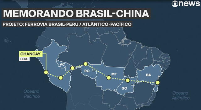Se estima que el proyecto del tren bioceánico cuente con 7 estaciones que una Brasil y Perú. Foto: Globo   