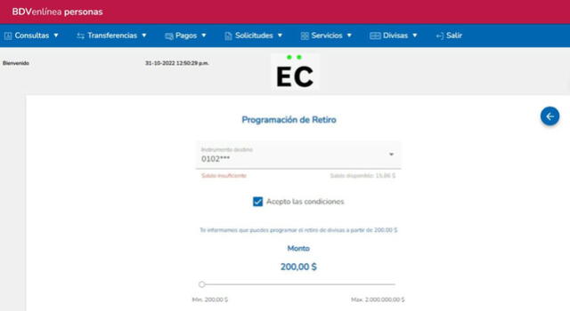 ¿Cuál es el nuevo monto mínimo para retirar dólares en el Banco de Venezuela?