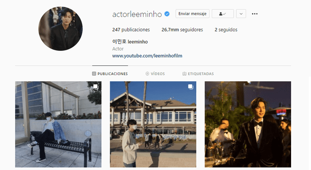 Cuenta oficial en Instagram de Lee Min Ho. Foto: captura/Instagram